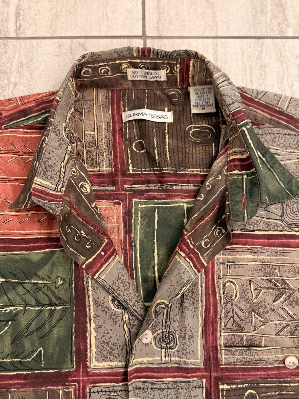 Burma Bibas Hawaiian 60 Singles Cotton Lawn Button Down (lot of 2) - M/M - Picture 3 of 11